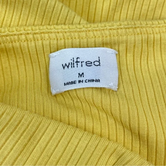 Aritzia Wilfred Yellow Merci Ribbed Halter Crop Top Size Medium - Picture 5 of 13